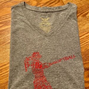 🥎 Gray V-Neck Softball Graphic Tee